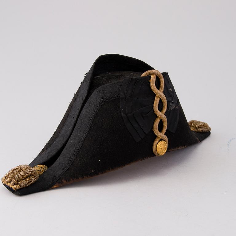 A British royal navy bicorn hat with box, circa turn of the Century 1900.