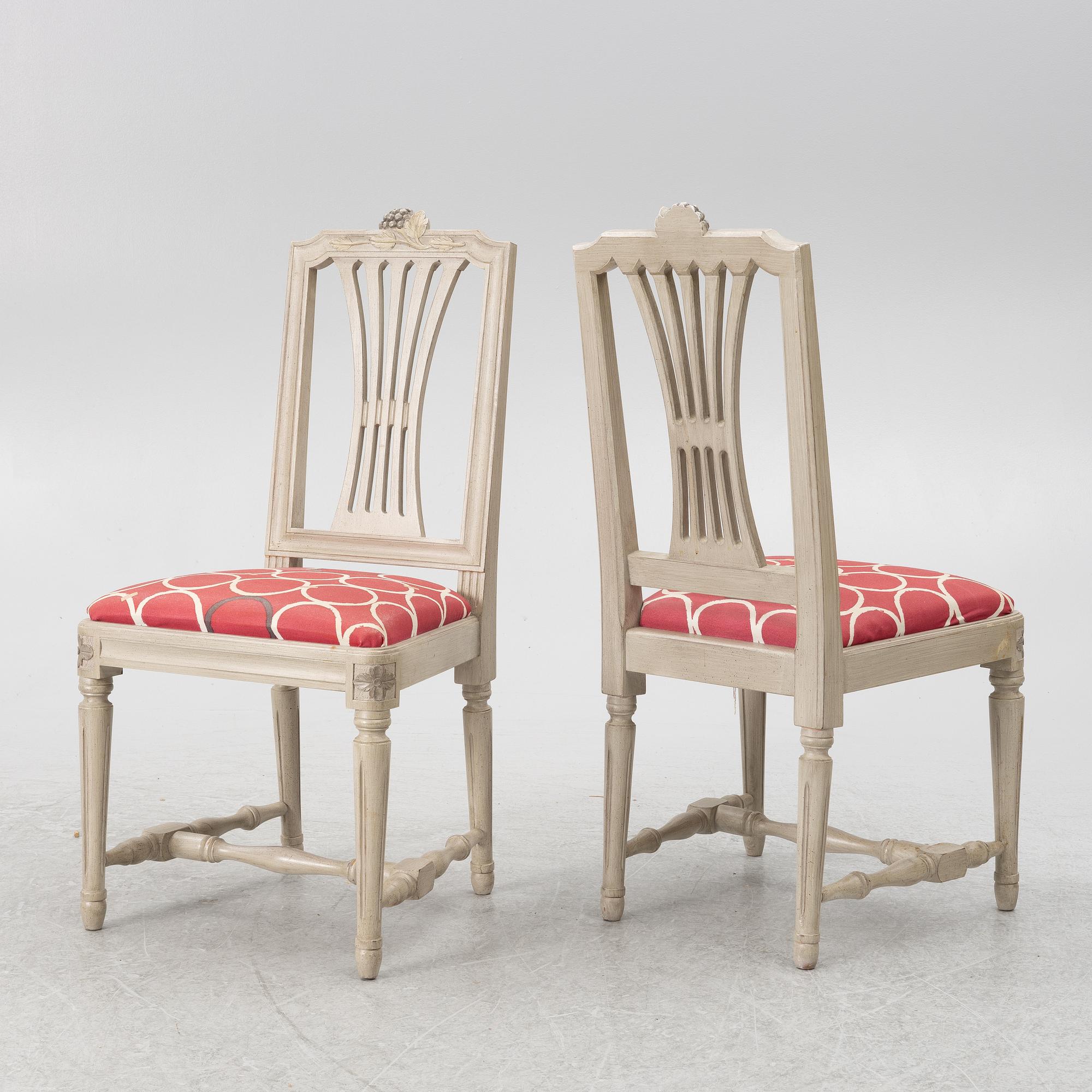 Matbord med 6 stolar, gustaviansk stil, K.A Roos,  Helsingborg, 1900-talets andra hälft.