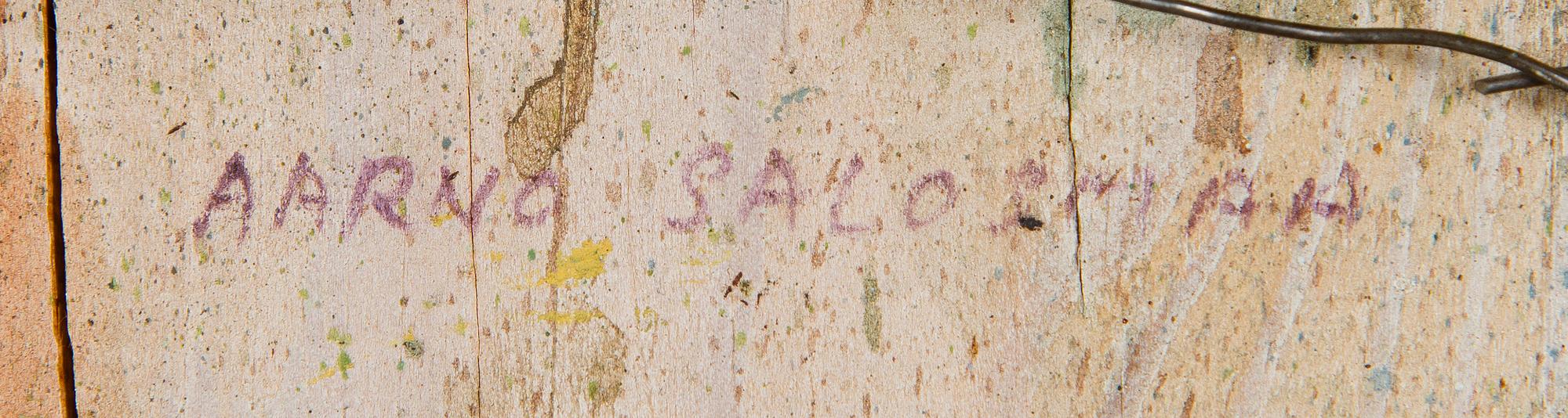 Aarno Salosmaa, Composition in metal on wood.