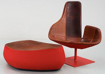 A Patricia Urquiola 'Fjord' easychair and ottoman by Moroso, Italy.