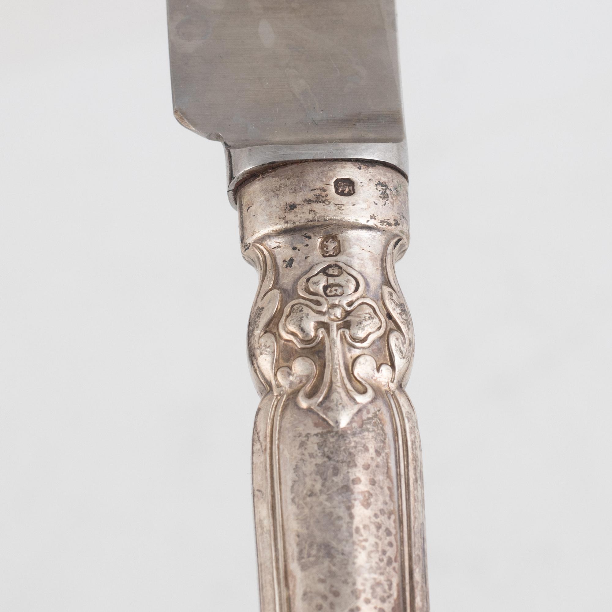 Chawner & Co (George William Adams), knivar, 11 st, silver, London 1873.