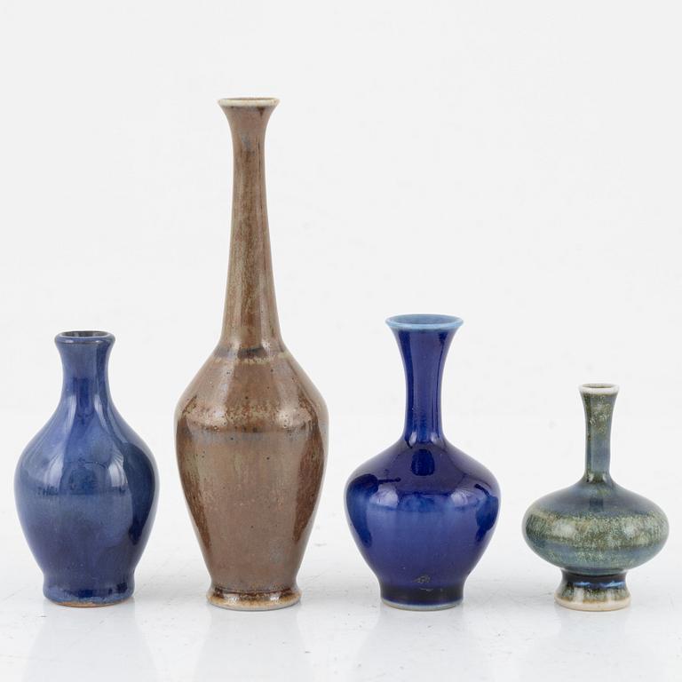 18 miniature stoneware vases and bowls, including Höganäs, Stig Lindberg and Bernt Friberg.