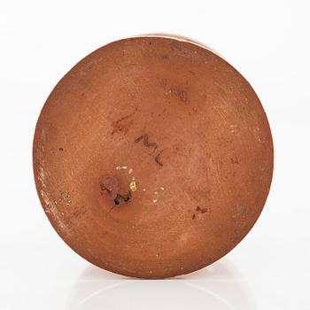 Marita Lybeck, candlestick, red clay, signed ML.