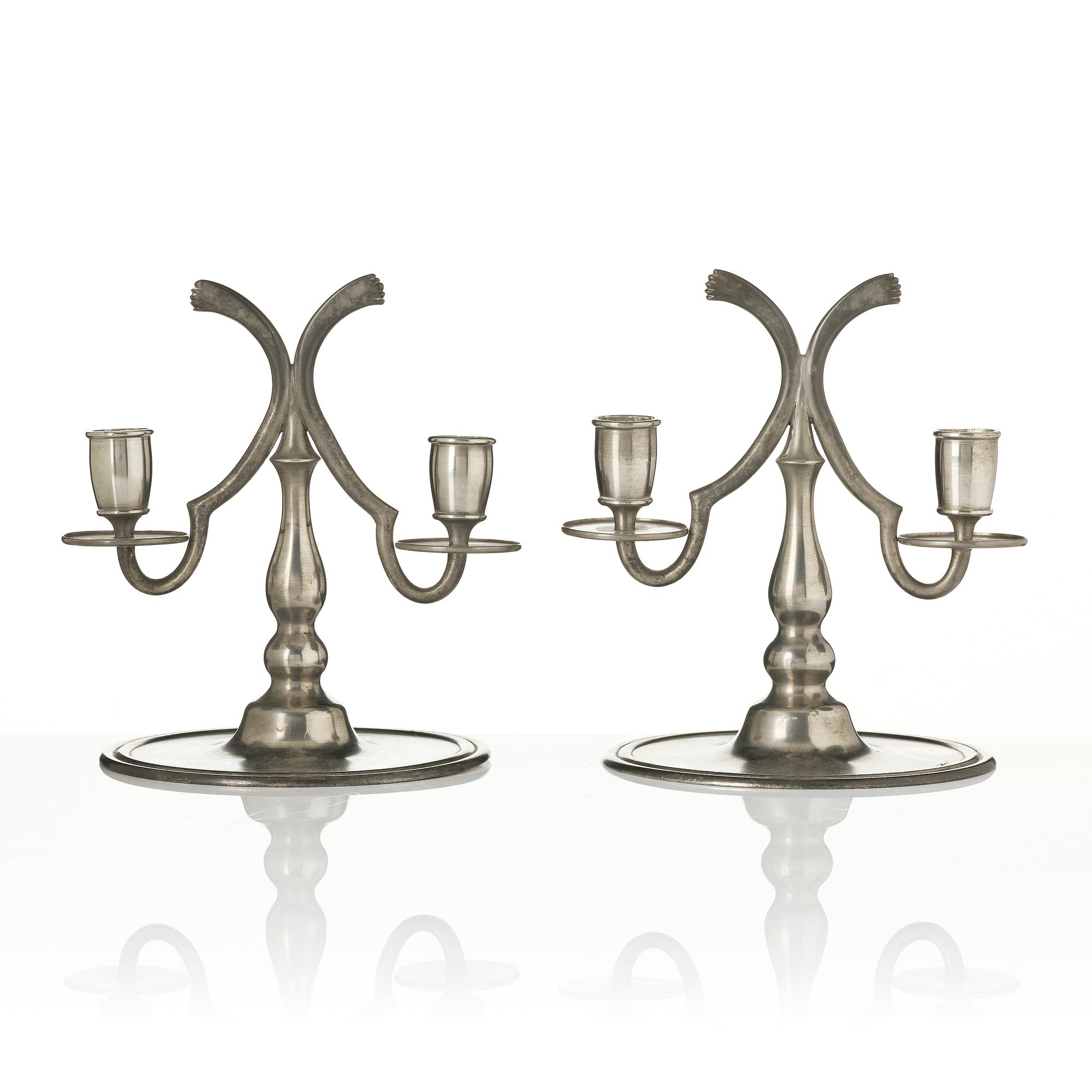 Nils Fougstedt, a pair of candelabra, Firma Svenskt Tenn, Stockholm, 1926.