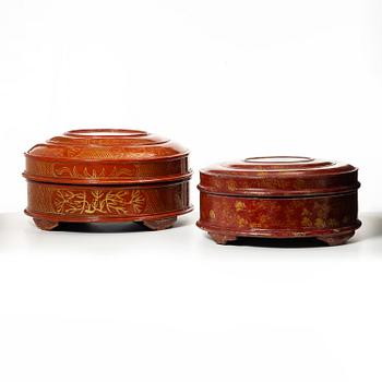 Two large Southeast Asian wooden boxes, 20th century.