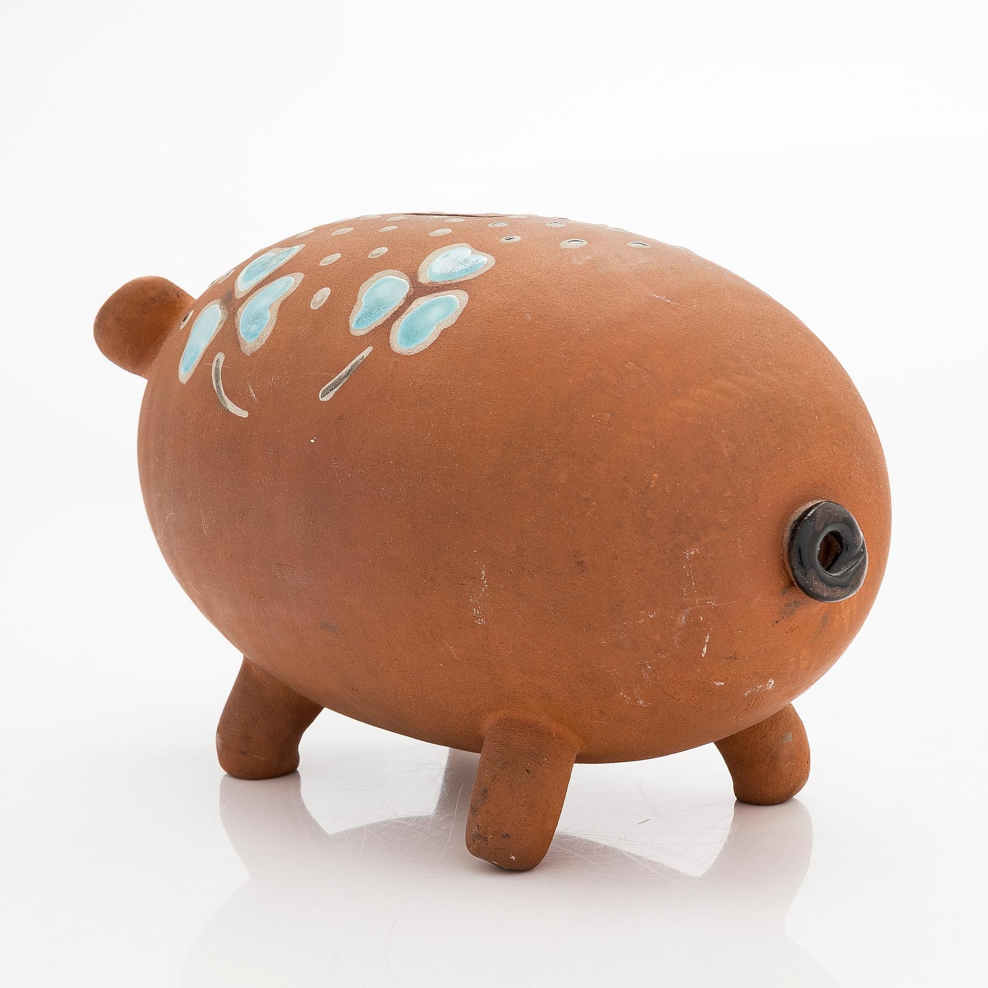 Marita Lybeck, a red clay sculpture / piggy bank, unsigned.