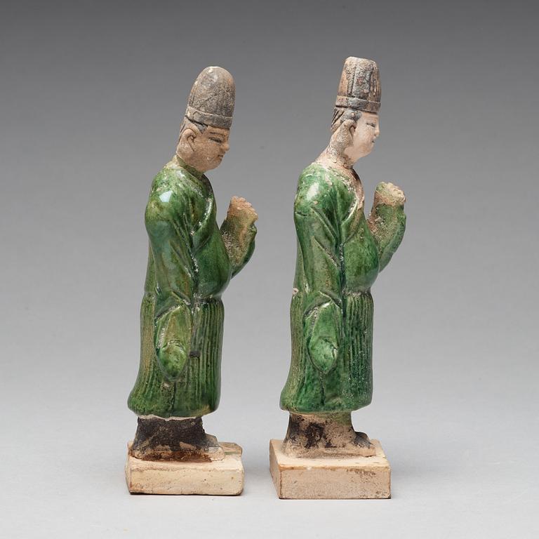 Two green glazed figures, Ming dynasty (1368-1644).