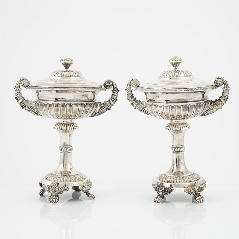 A pair of silver Empire sugar bowls, mark of Carl Tengstedt, Göteborg 1838.