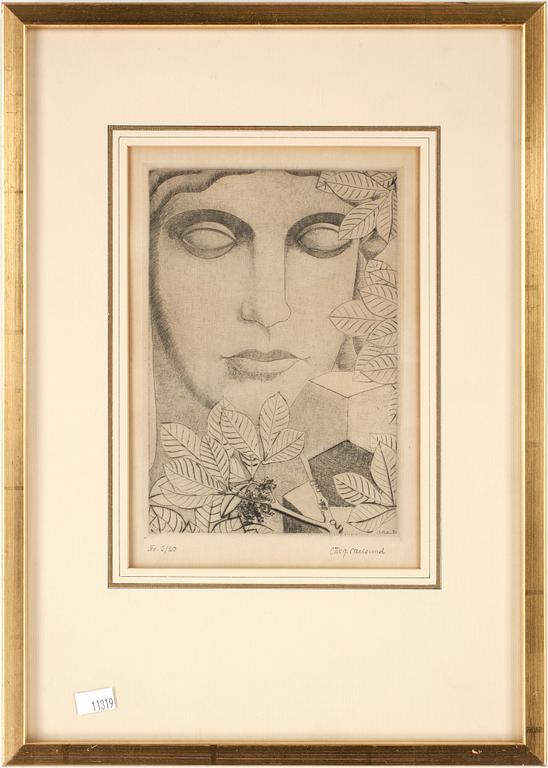 OTTO G CARLSUND, etsning, sign o numr 5/20. Dat i trycket -32.