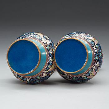 VASER, ett par, cloisonné. Kina, 1900-talets första hälft.