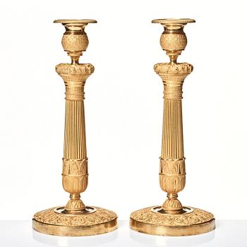 A pair of French Empire candlesticks, beginning of the 1800's.