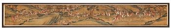 1347. A hand scroll of 59 reindeers in a landscape, Qing dynasty.