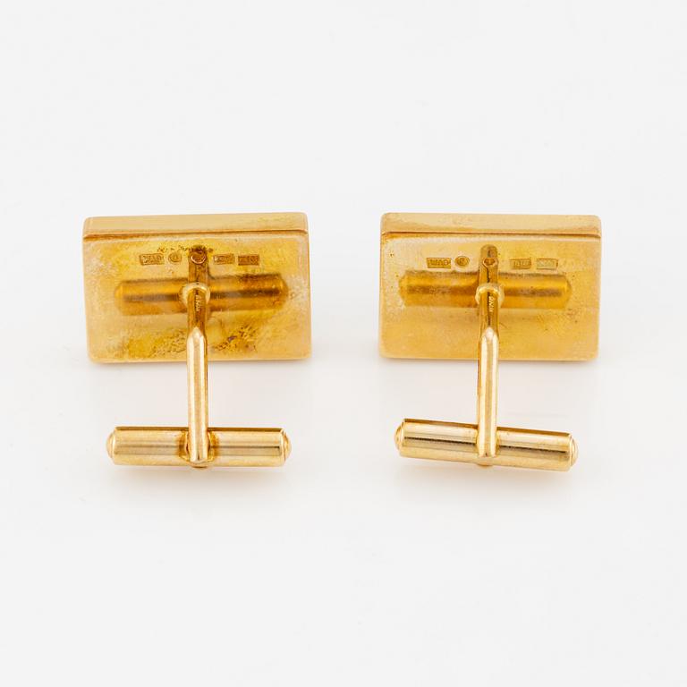 W.A Bolin, cufflinks, Three Crowns, 18K gold and lapis lazuli.