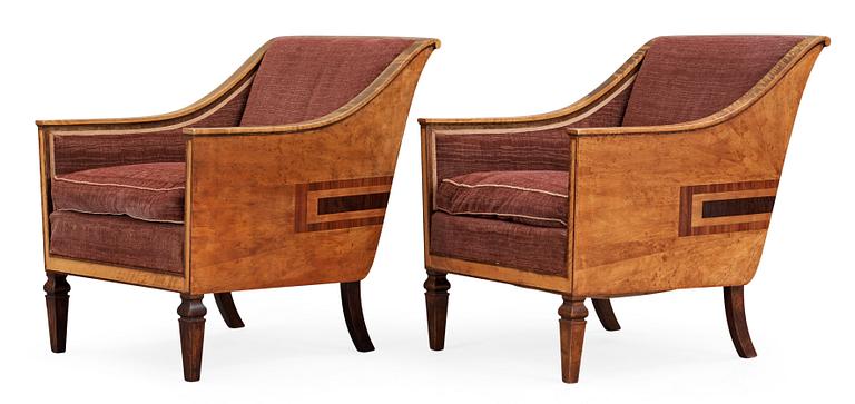 A pair of 1930's armchairs attributed to Axel Larsson,
Svenska Möbelfabrikerna, Bodafors.