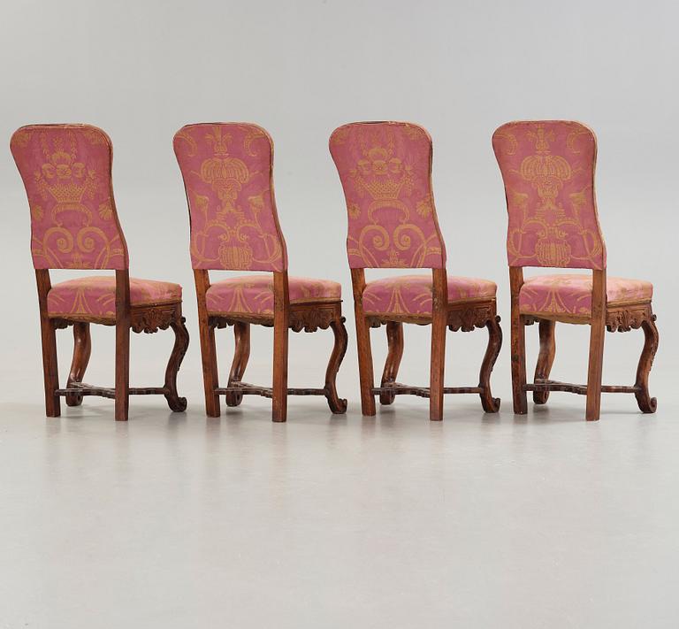 Four Régence 18th century chairs.