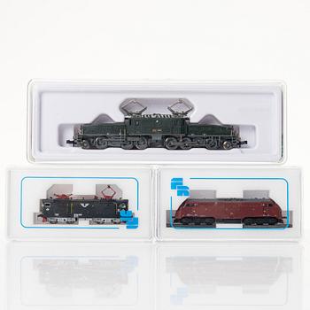 Locomotives, 3 pcs. Freudenreich Feinwerktechnik and Trix. Scale N and Z. Models 12798, MY1132 and Rc-3 1050.