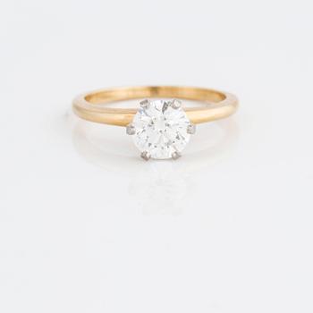 A brilliant cut diamond ring.