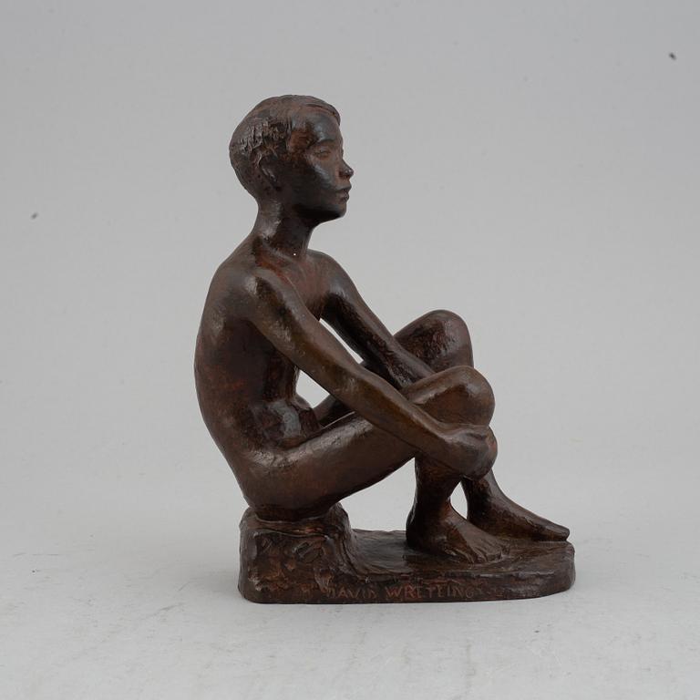 David Wretling, sculpture, bronze, signed.