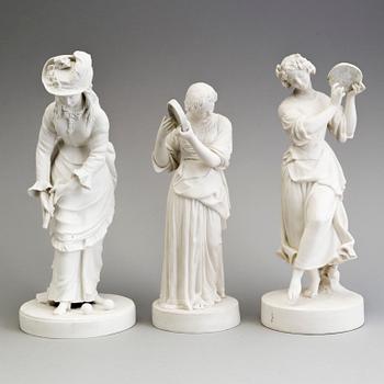 FIGURER, tre st, parian, Gustafsberg, sekelskiftet 1900.