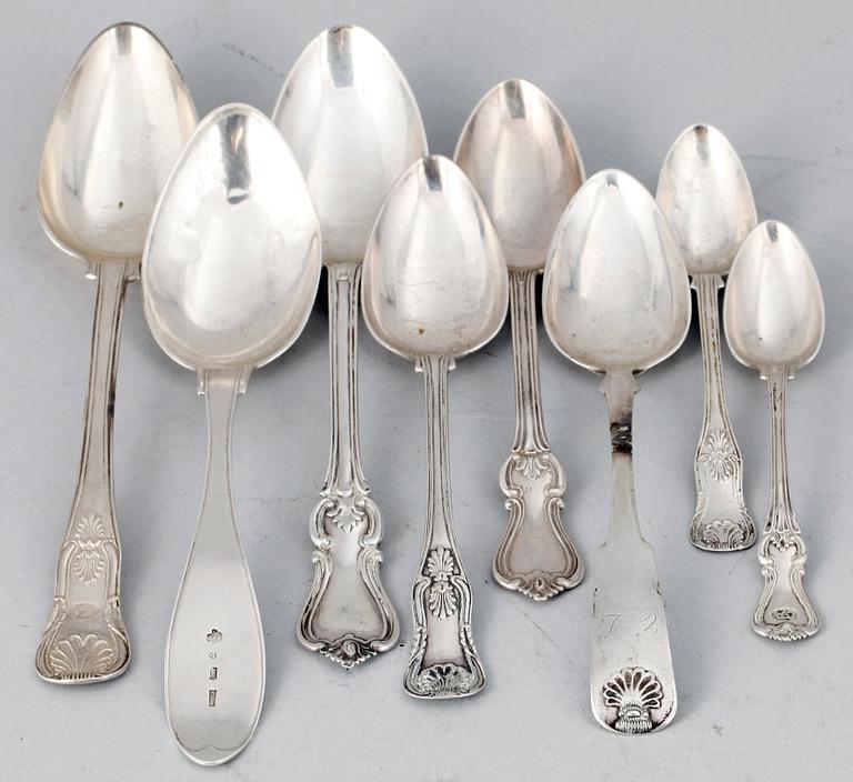 PARTI SKEDAR, 16 st, silver, olika mästare, Sverige och Finland, mest 1800-tal.
