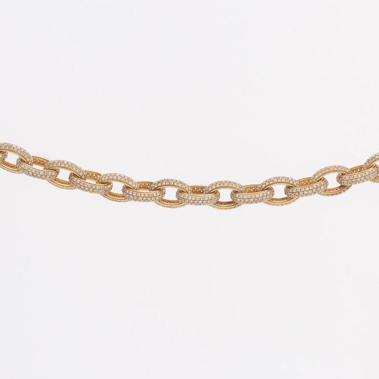 DIAMOND BRACELET, 18K gold w single-cut diamonds 7,63 ct, TW-TCr SI-P, according to invoice Kaplans Stockholm.