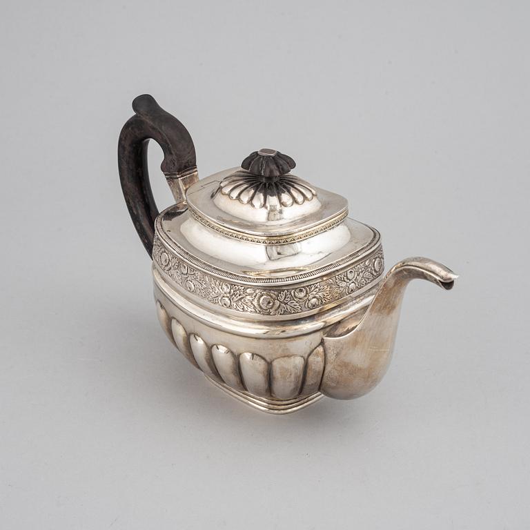 A Russian 19th century parcel-gilt silver tea-pot, mark of Anton Christian Iwersen, St. Petersburg 1828.