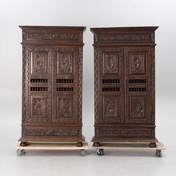 A pair of cabinets, Renaissance style, late 19th century.