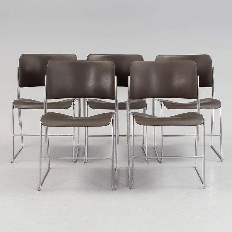 Five metal chairs produced by Overtoom International Technics, late 20th century.