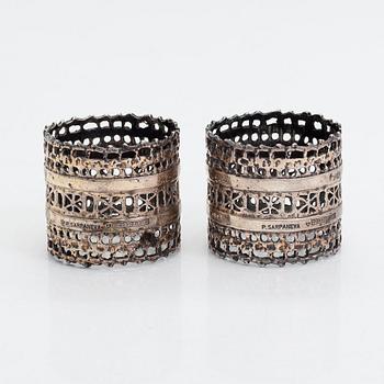 Pentti Sarpaneva, servettringar, 12 st, silver, "Pitsi" (spets), Turun Hopea, Åbo 1982.