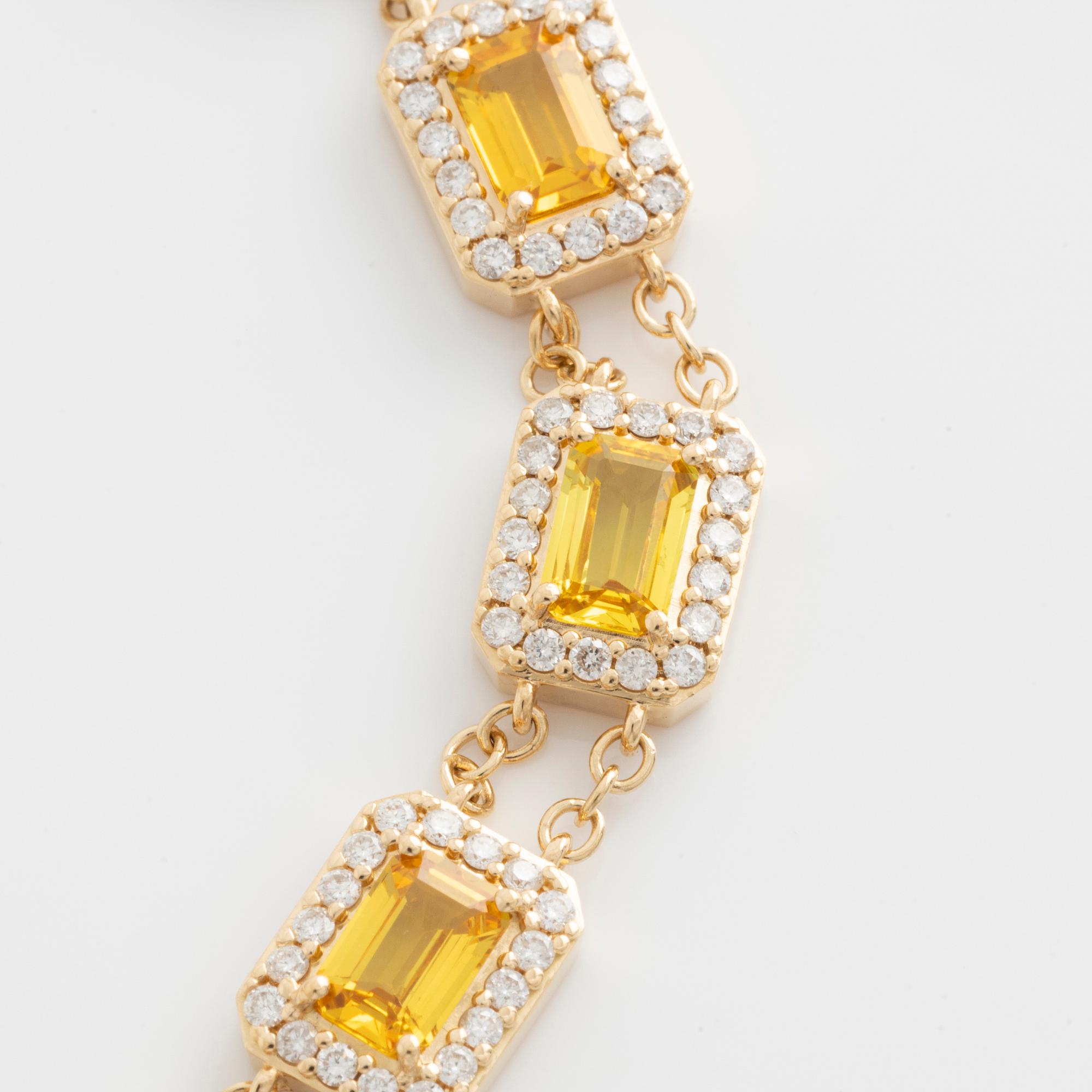 Bracelet with yellow sapphires and brilliant-cut diamonds.