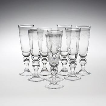 CHAMPAGNEGLAS, 8 stycken, "Antik", Reijmyre.