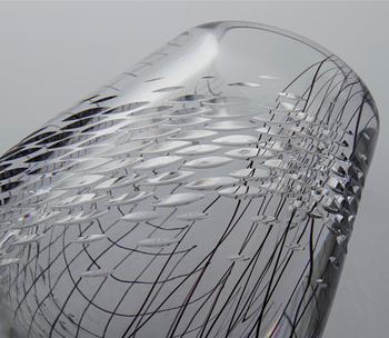 A glass vase by Vicke Lindstrand for Kosta, signed and dated 1955.