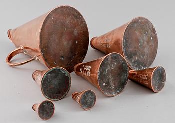 MÅTTSATS, 7 st, koppar, Sverige, 1800-tal.