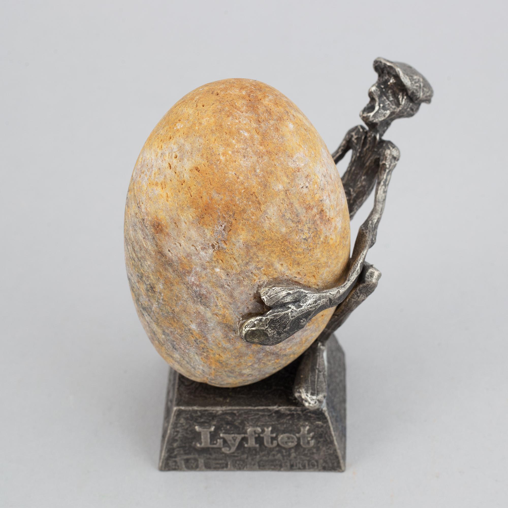 HENRY GUSTAFSSON, a 'Lyftet' sculpture, pewter and stone, 1986.