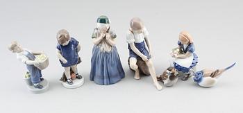 FIGURINER, 7 st, porslin, Royal Copenhagen och Bing & Gröndahl, Danmark.