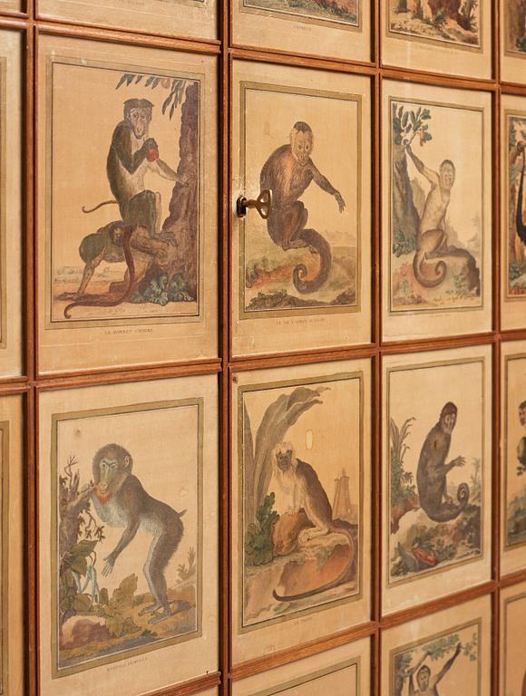 Josef Frank, 'Apskåpet' (The monkey cabinet), a rare cabinet covered with prints of different monkeys, Svenskt Tenn, Sweden ca 1941.