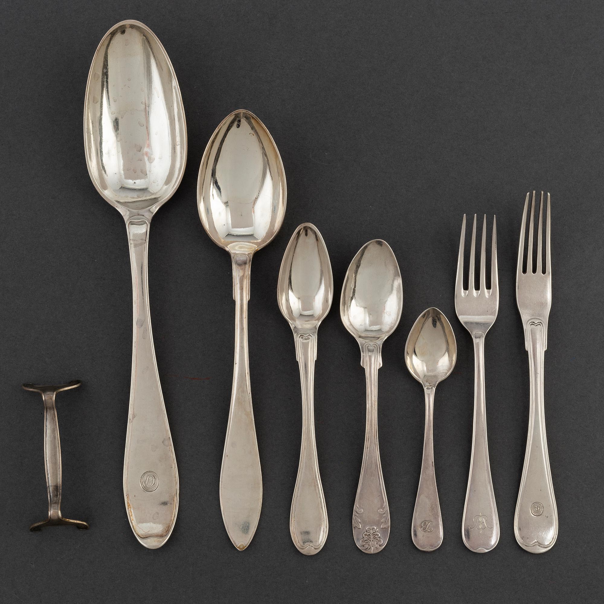 63 psc silver cutlery, Sweden 19th/20th century.