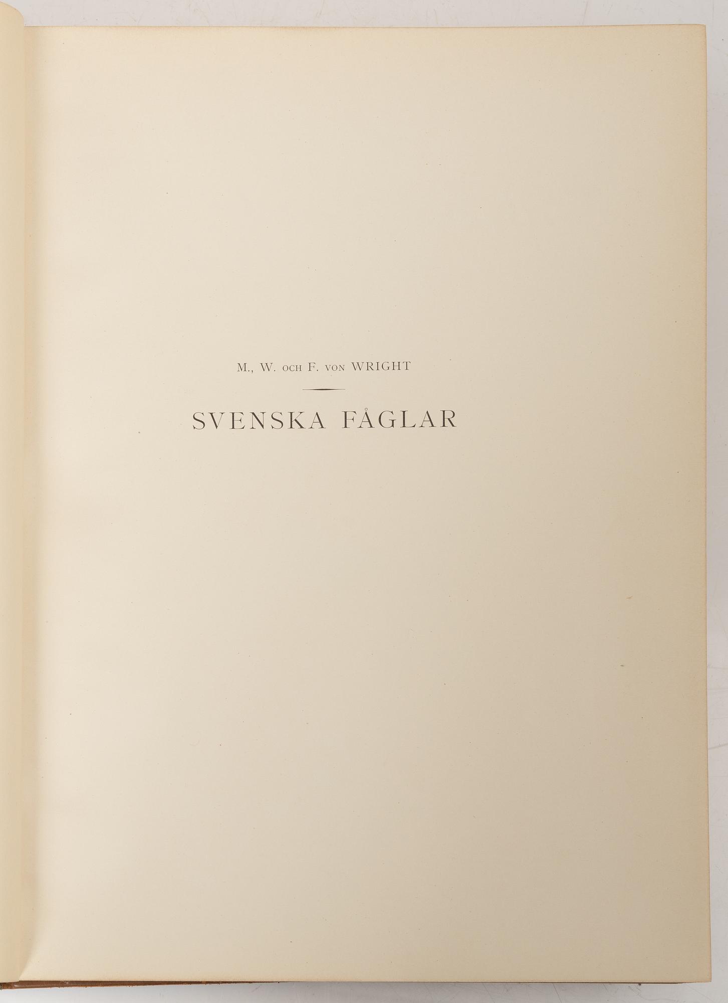 The Wright Brothers, books, 3 volumes, 'Svenska Fåglar', A. Börtzells tryckeri AB, Ivar Baarsen, Stockholm, 1924-1929.