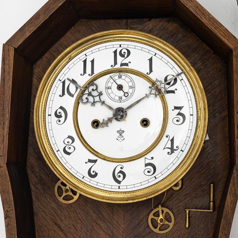 Wall clock, Gustav Becker, Germany, early 20th century.