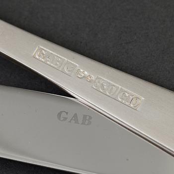 BESTICKUPPSÄTTNING, 60 delar, silver, GAB, modell "Rosenholm", Stockholm, 1900-talets andra hälft. Vikt ca 2296 gram.
