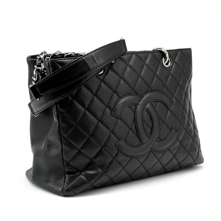 CHANEL, a black caviar leather purse, "Grand Shopping Tote".