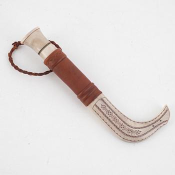 Gunnar Edholm. a reindeer horn knife, signed.