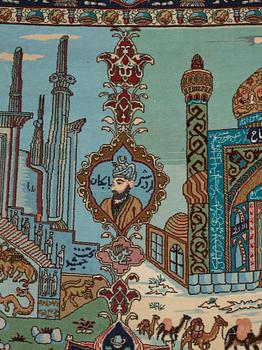 Matto, Old Tabriz figural, "The four seasons", ca 274 x 176 cm.