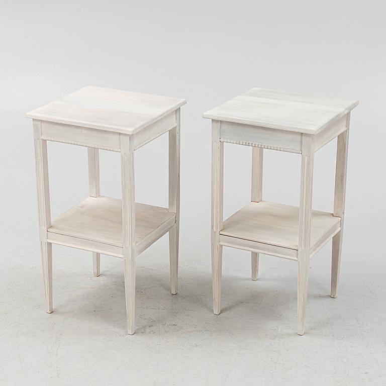 A pair of Gustavian style bedside tables, second half of the 20th Century.