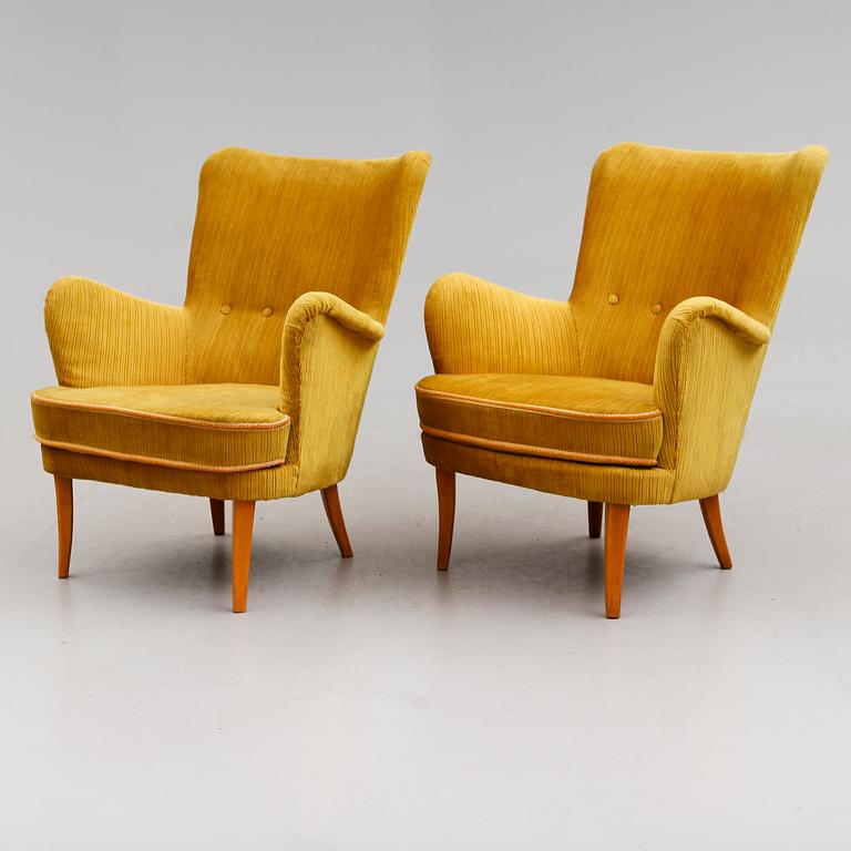 FÅTÖLJER, 1 par, "Stora Furulid", Carl Malmsten, 1900-talets  andra hälft.