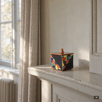 Ida Meisinger, a jar with lid, Goldscheider, Vienna, Austria.