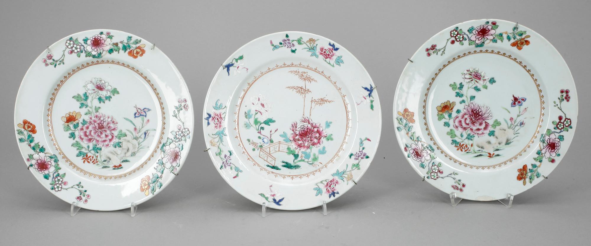 TALLRIKAR, 3st, porslin, Kina, Qianlong 1736-1795.