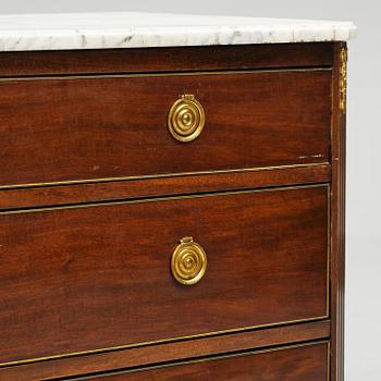 A late Gustavian mahogany commode, Stockholm, late 18th century.