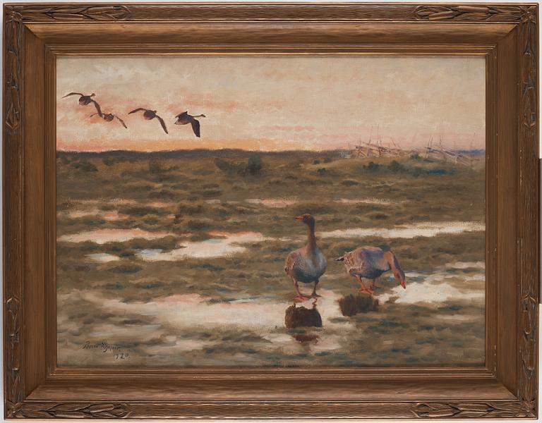 Bruno Liljefors, Landscape with Geese.