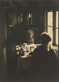 Henry B. Goodwin, Ida and Troll having breakfast.